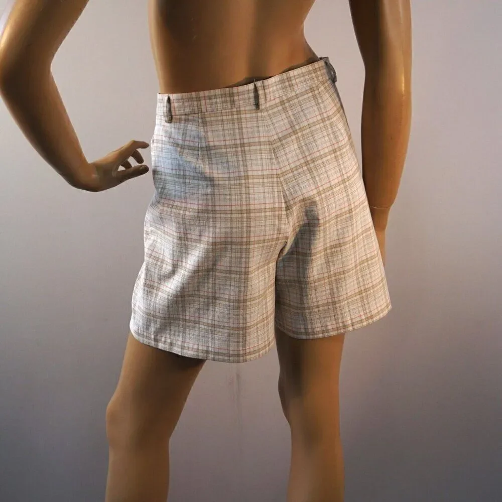 Dockers Womens Shorts Stain Defender Flat Front Plaid Stretch Size 4